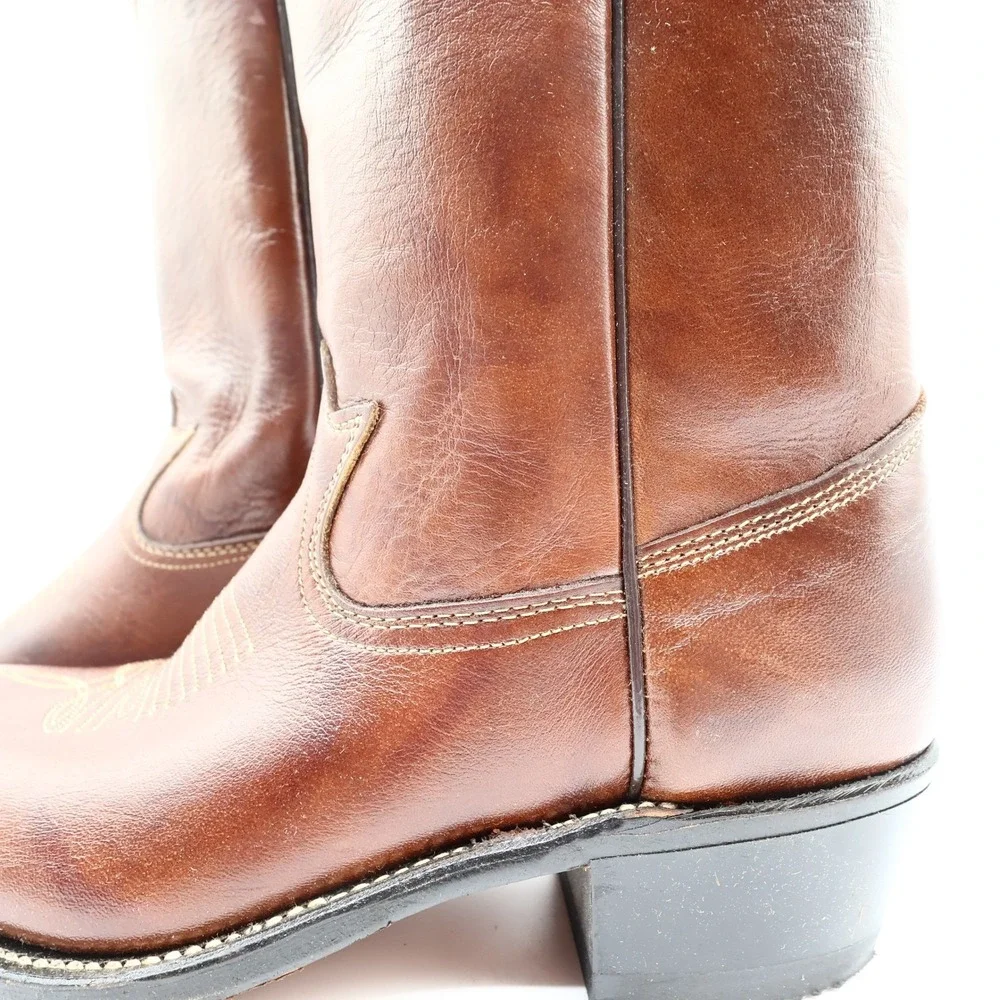 Laredo Vintage 90s Western Boots Mens 9 D Chocolate Brown Leather 2723 NIB